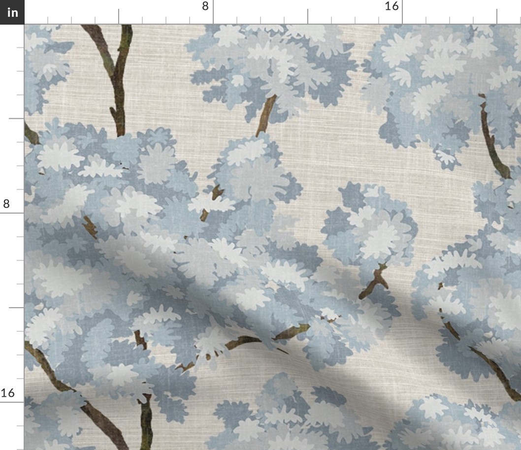 Grasscloth-Ernesto Blue Trees- Agreeable Gray Wallpaper