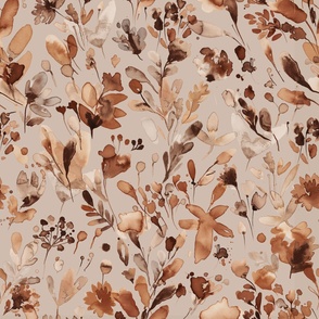 Summer rustic floral Earth tone sand brown Jumbo Large