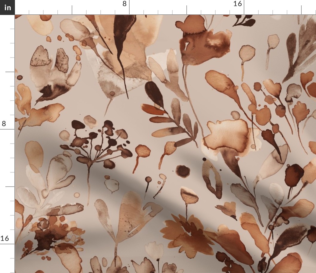 Summer rustic floral Earth tone sand brown Jumbo Large
