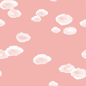 Little Fluffy White Clouds on Light Coral