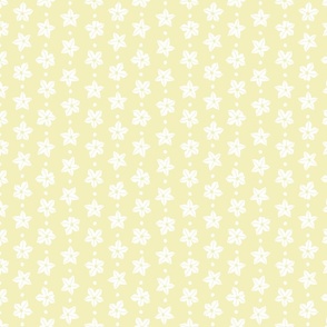 White Nicotiana Flowers and  Dots - on East Fork Butter yellow - smaller scale