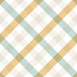 Large Print - Gingham Taupe Green Ochre