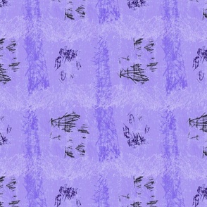 Paw print square checks in scratchboard - purple