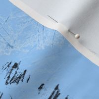 Paw print diamond checks in scratchboard - blue