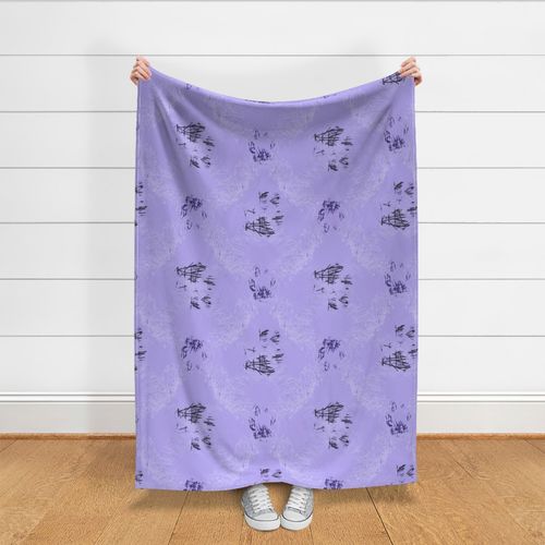 Large Paw print diamond checks in scratchboard - purple