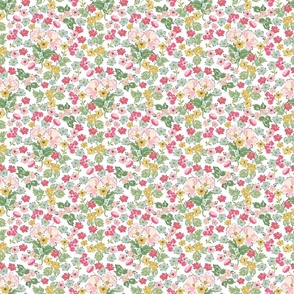 Cottage Core flowers, Farmhouse flowers, white multi-colored liberty style ditsy floral Bloom True Fabric by Terri-Conrad-Designs copy