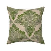 Mosses: Green Tone Moss and Lichen Damask on Muslin