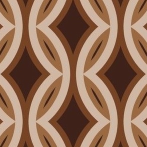 Modern Geometric Abstract Brown and Cream Monochrome Swirl Stripes 211