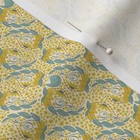 Paisley with Daisies - Mimosa Yellow and Pale Yellow - Small Scale