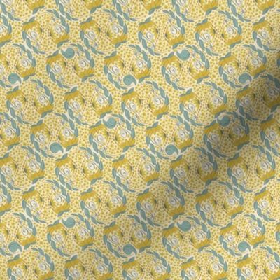 Paisley with Daisies - Mimosa Yellow and Pale Yellow - Small Scale