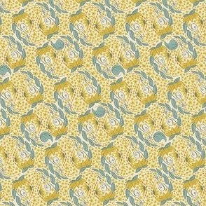 Paisley with Daisies - Mimosa Yellow and Pale Yellow - Small Scale