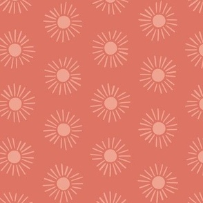 Boho Sunshine - Coral Pink - Medium Scale - 1.5 inch Suns