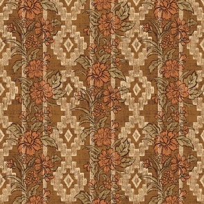 Southwest Floral Stripe - 12" large - peach, sage, and warm earth tones