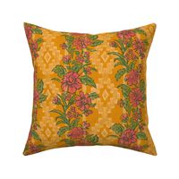 Southwest Floral Stripe - 12" large - pink, green, and marigold 