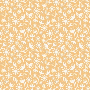 Ditsy Daisy Floral - White on Orange