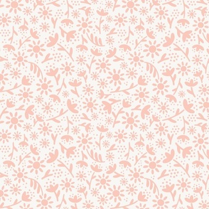 Ditsy Daisy Floral - Peachy Pink on White
