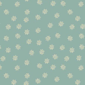 Pale Blush and Mimosa Teardrop Flowers on Light Teal