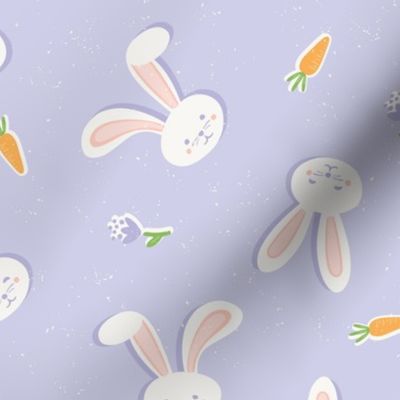 Funny Bunnies and Carrots - Lavender Med.