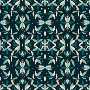 blue symmetrical small flowers - FABRIC