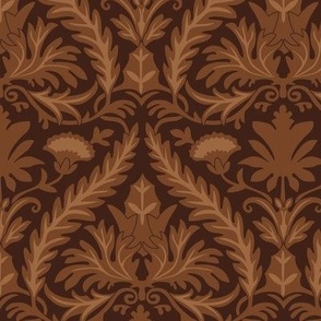 William Morris Dandelion Large Print pattern Earth Tone Colors brown tan dark brown coffee