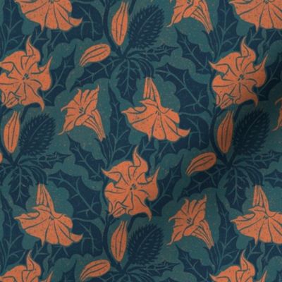 Datura - 6" medium - midnight, teal, and orange 