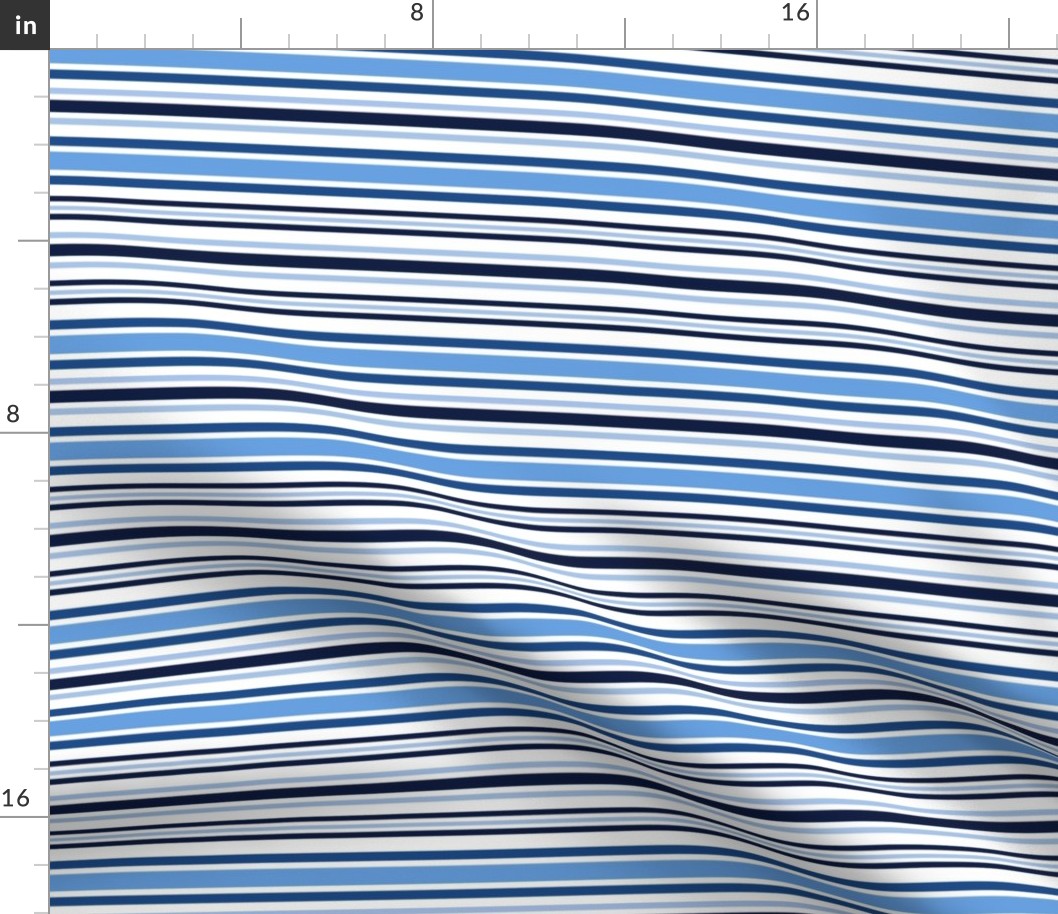 Horizontal Cottage Stripes Shades of Cornflower Blue