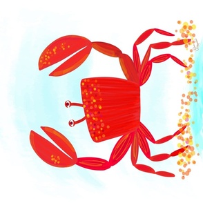 Cute Red Sand Crab Tea Towel Lisa Monias
