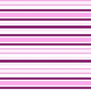 Horizontal Cottage Stripes Shades of Jam and Pinks