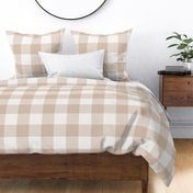 Gingham- Light Earth Tone- Extra Large- 4 Inches- Buffalo Plaid- Vichy Check- Checked- Linen Texture- Gender Neutral Nursery Wallpaper- Sand- Beige- Warm Neutral