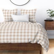 Gingham- Light Earth Tone- Large- 2 Inches- Buffalo Plaid- Vichy Check- Checked- Linen Texture- Gender Neutral Nursery Wallpaper- Sand- Beige- Warm Neutral
