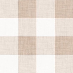 Gingham- Light Earth Tone- Large- 2 Inches- Buffalo Plaid- Vichy Check- Checked- Linen Texture- Gender Neutral Nursery Wallpaper- Sand- Beige- Warm Neutral