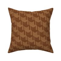 Catstooth- Houndstooth with Cats- Copper Geometric Cats- Cute Cat Check Fabric- Earth Tone Wallpaper- Pied de Poule- Monochrome Light Warm Neutral- Brown- Caramel- Sienna- Terracotta- Medium