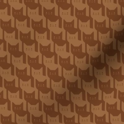 Catstooth- Houndstooth with Cats- Copper Geometric Cats- Cute Cat Check Fabric- Earth Tone Wallpaper- Pied de Poule- Monochrome Light Warm Neutral- Brown- Caramel- Sienna- Terracotta- Small