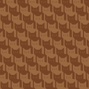 Catstooth- Houndstooth with Cats- Copper Geometric Cats- Cute Cat Check Fabric- Earth Tone Wallpaper- Pied de Poule- Monochrome Light Warm Neutral- Brown- Caramel- Sienna- Terracotta- Small