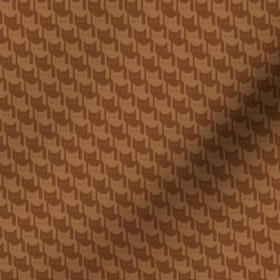 Catstooth- Houndstooth with Cats- Copper Geometric Cats- Cute Cat Check Fabric- Earth Tone Wallpaper- Pied de Poule- Monochrome Light Warm Neutral- Brown- Caramel- Sienna- Terracotta- sMini