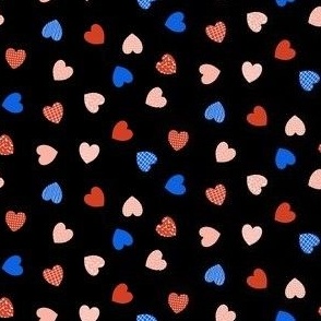 Small // Tossed Hearts // Black Red Pink Blue