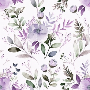sweet simple watercolor floral purple