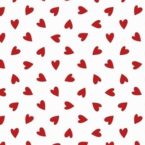 Valentine's Day hearts red on white medium 6x6