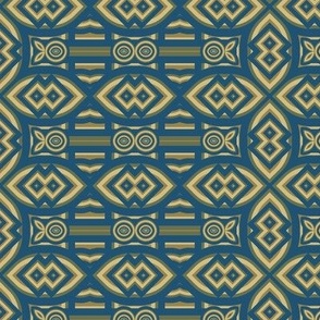 Mudcloth Ethnic Tribal geometric arrows ikat abstract  blue gold green wallpaper 237