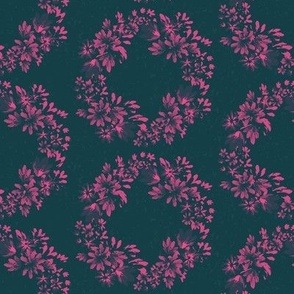 Floral Circlet Navy Hot Pink stormy grey _ large 7.8x3.9inch