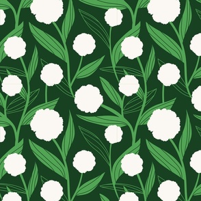 Climbing Floral - Green and White