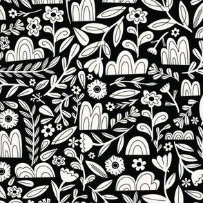 Whimsical Floral - Black and White