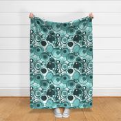Loose Watercolor Painted Shapes Pattern Teal Green