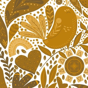 Golden brown folk art botanical (large)