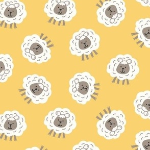 Cute Tossed Sheep on Yellow Background