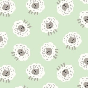 Cute Sheep on a Mint Green Background