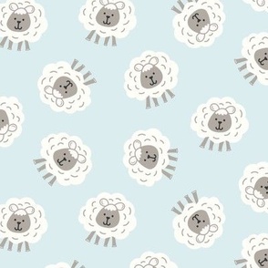 Cute Sheep on a Baby Blue Background