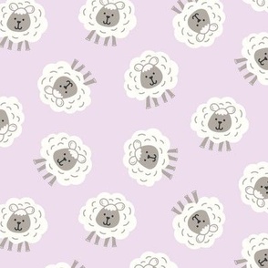 Cute Tossed Sheep on a Light Purple Background