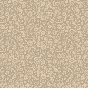 Folk Art Flowers in beige on a neutral background