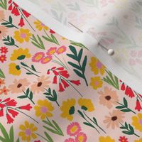 02 Happy Florals in Warm Yellow and Coral Pink